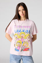 T-shirt de coupe garçonne en coton lourd de luxe à imprimé Lizzie