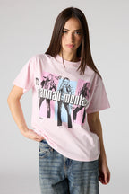 T-shirt de coupe garçonne en coton lourd de luxe à imprimé Hannah Montana