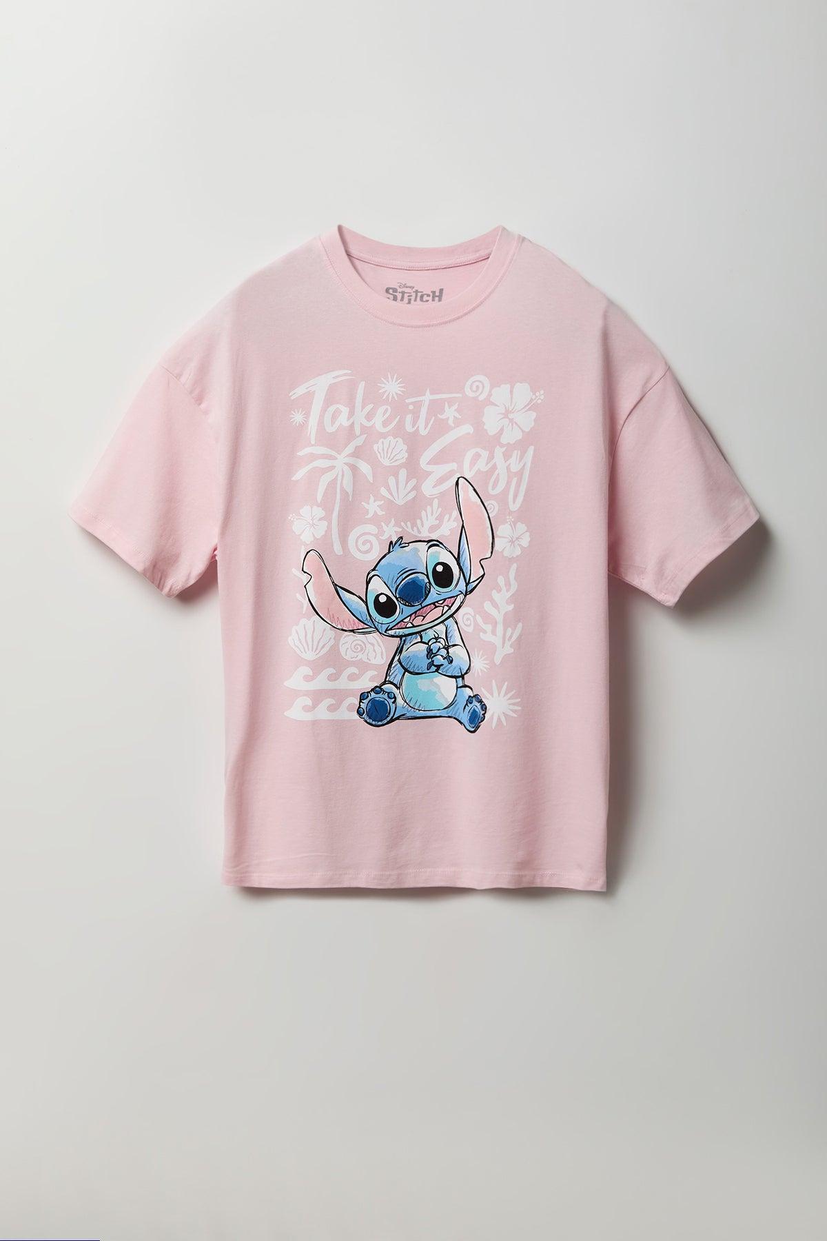 Stitch Graphic Oversized T-Shirt - Light Pink