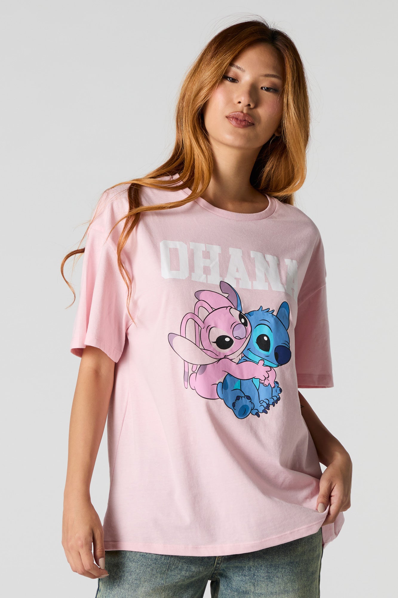 Ohana Stitch & Angel Graphic Boyfriend T-Shirt