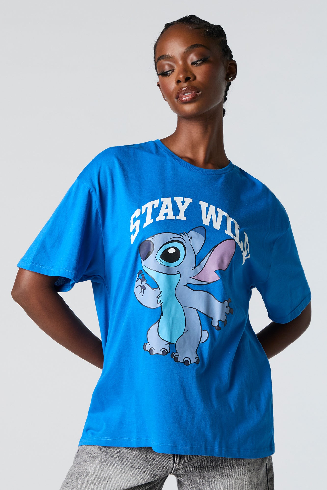 Stitch Stay Wild Graphic Boyfriend T-Shirt