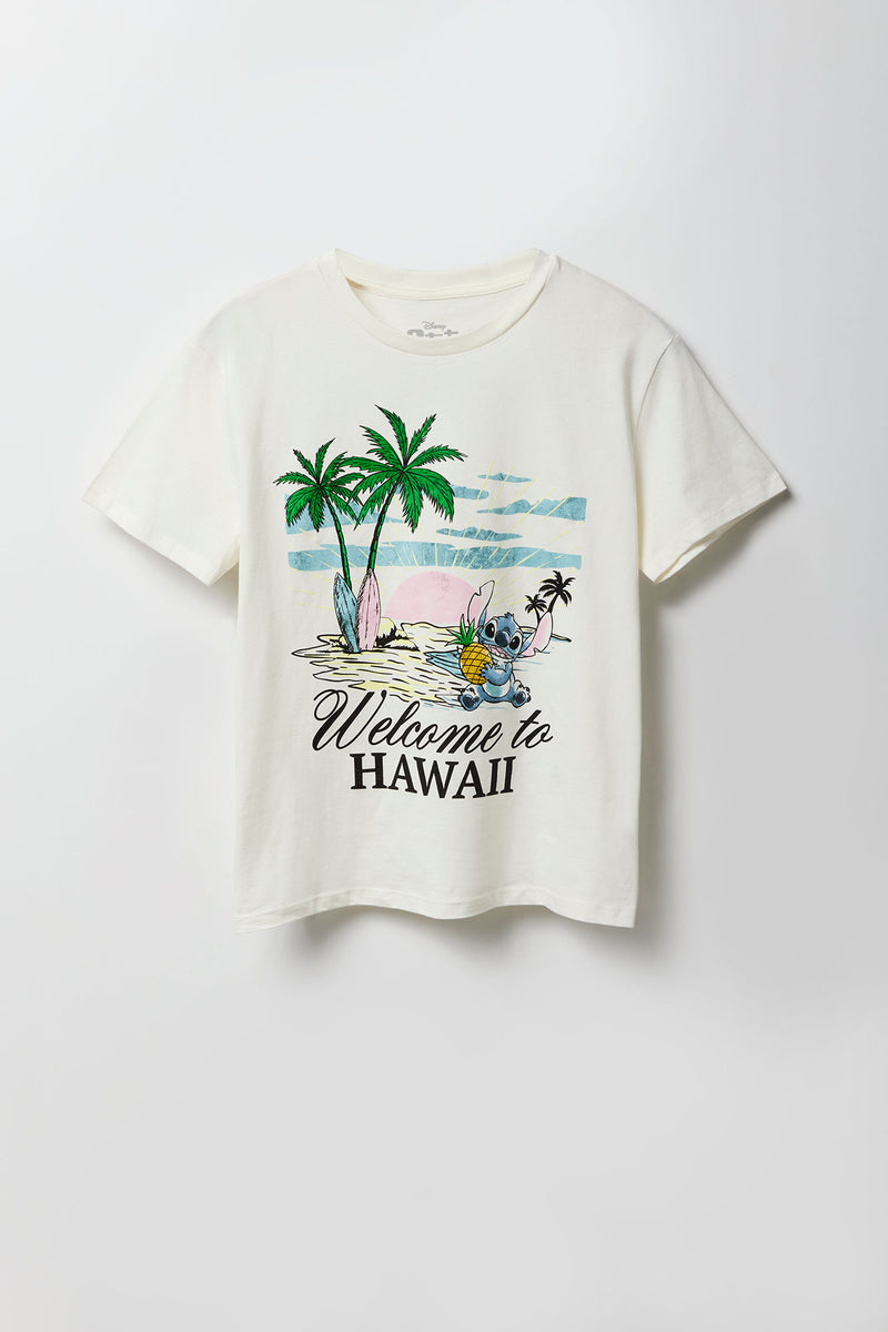 T-shirt de coupe garçonne à imprimé Stitch Hawaii