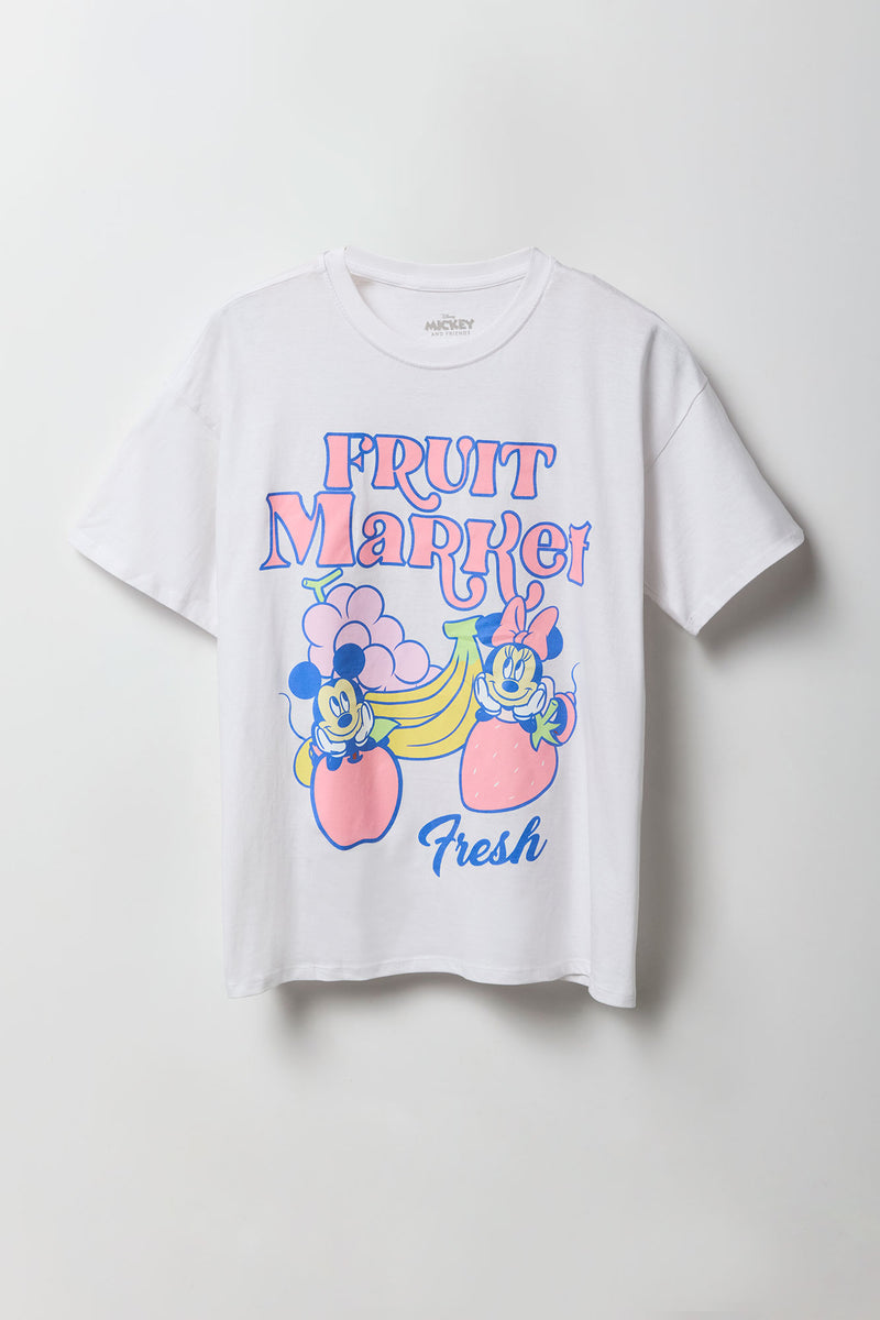 T-shirt de coupe garçonne à imprimé Mickey & Minnie