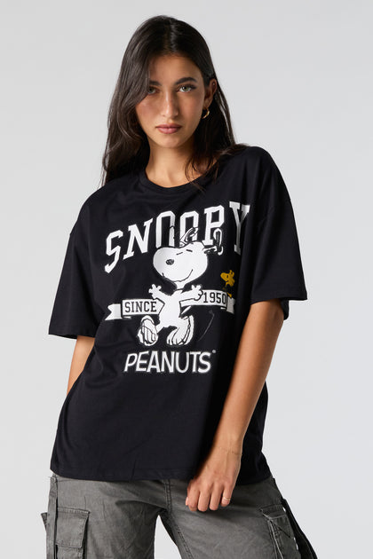 T-shirt de coupe garçonne à imprimé Snoopy