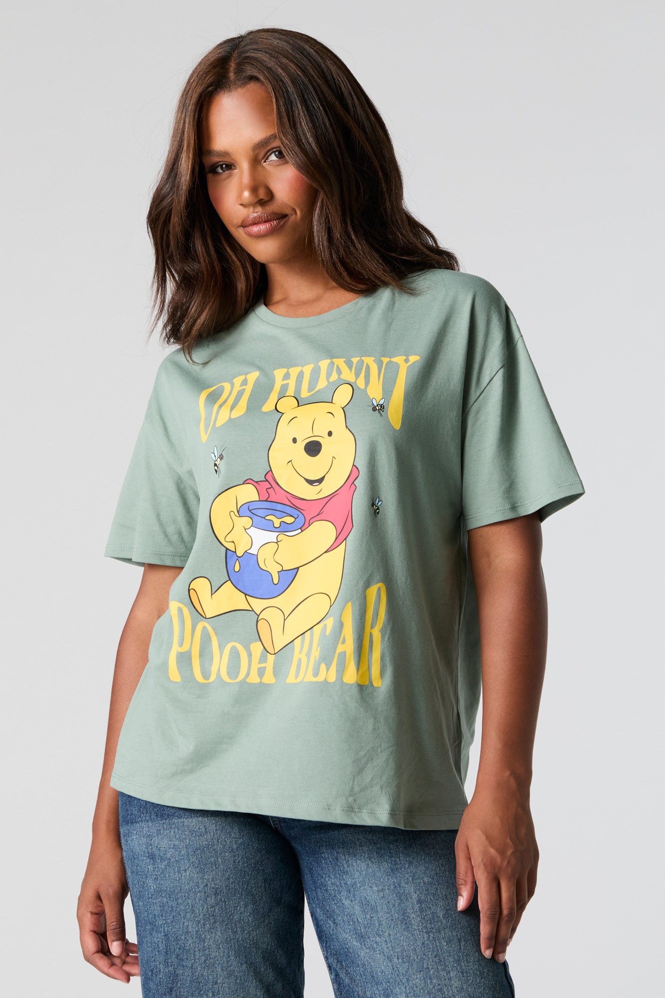 T-shirt de coupe garçonne à imprimé Oh Hunny Pooh Bear