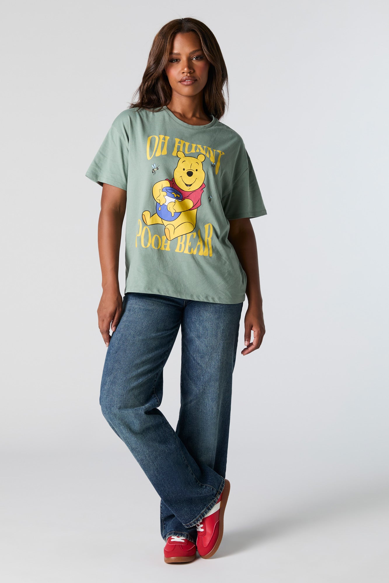 T-shirt de coupe garçonne à imprimé Oh Hunny Pooh Bear