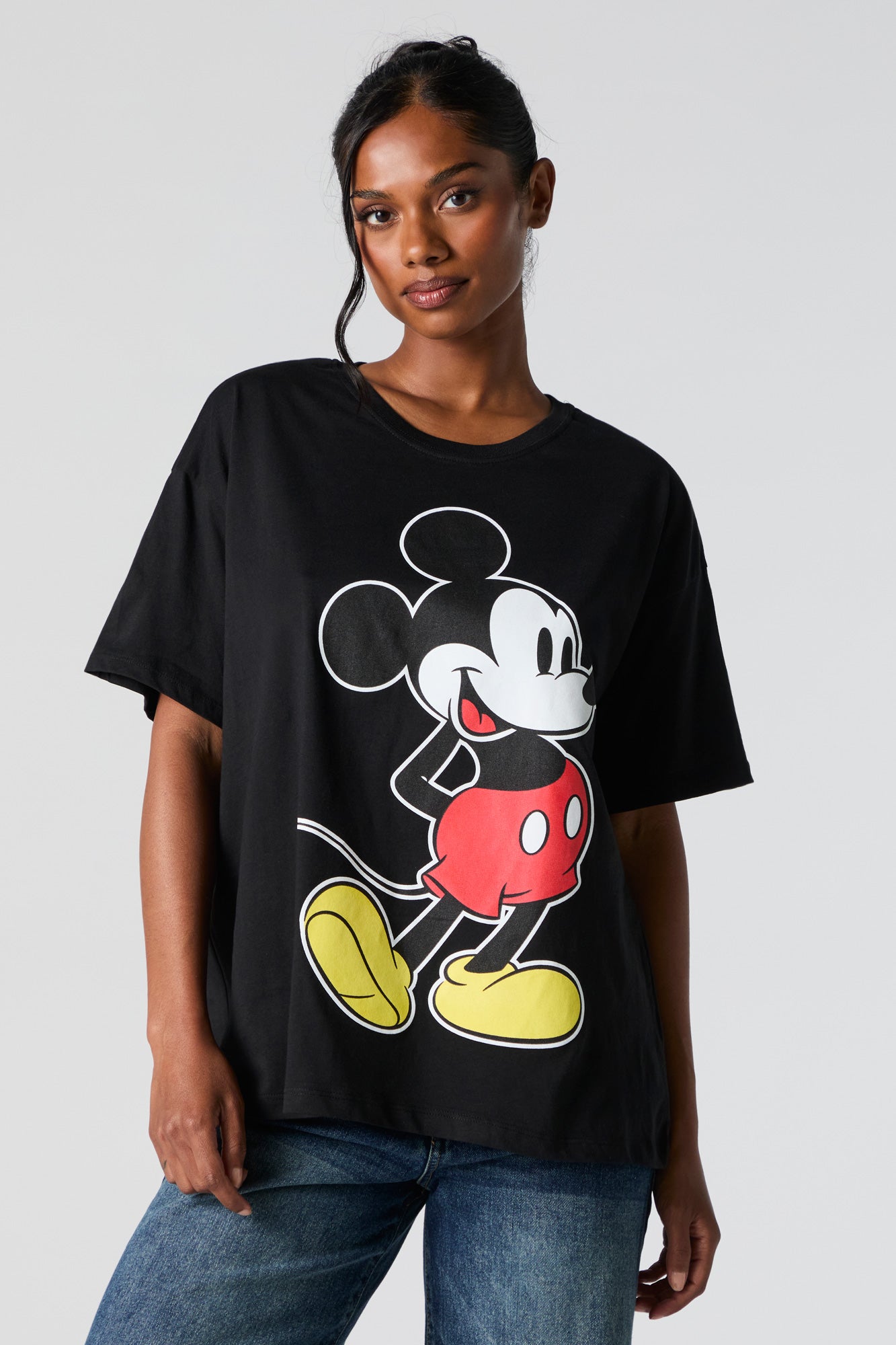 T-shirt de coupe garçonne à imprimé Mickey Mouse