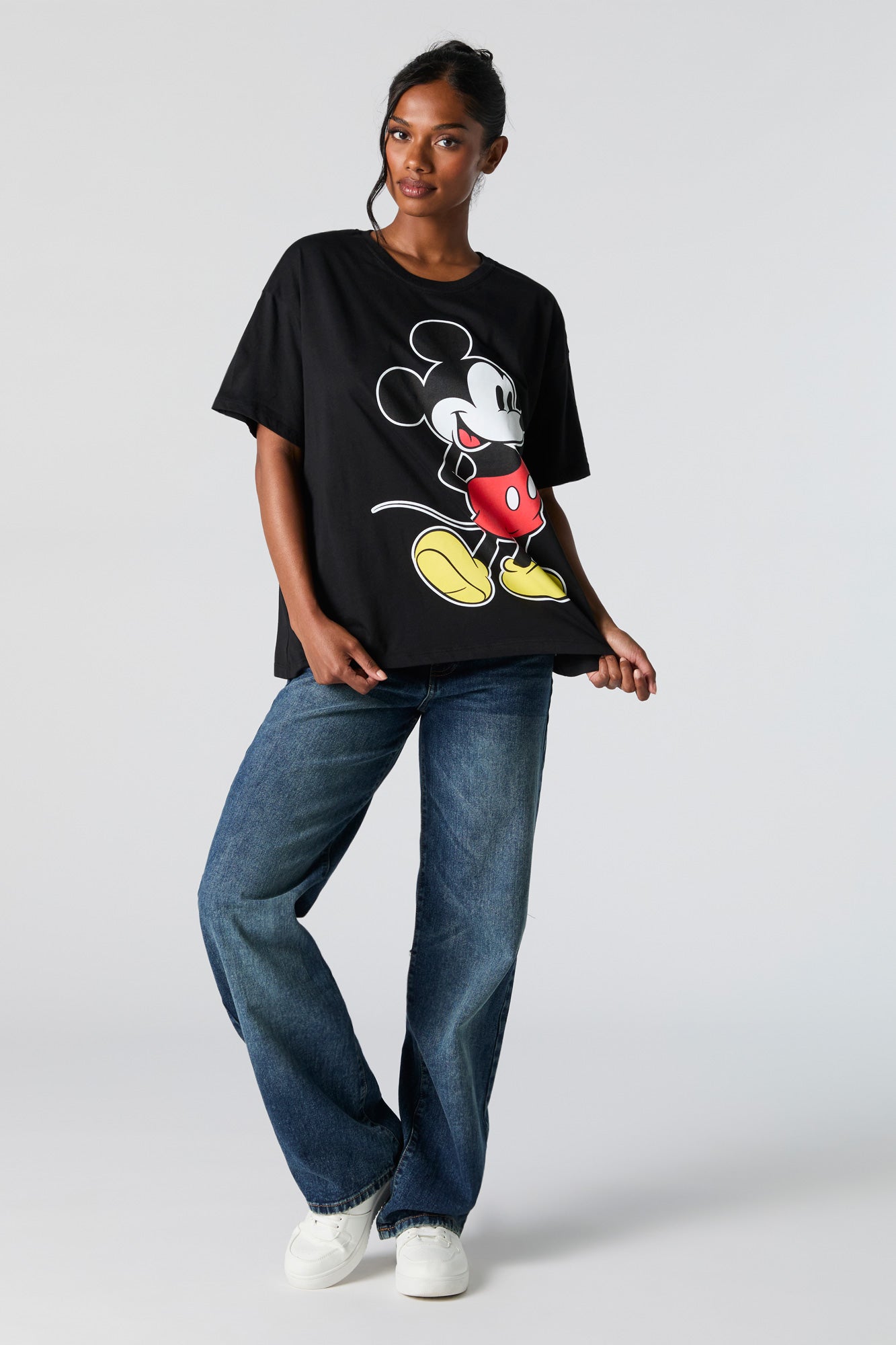 T-shirt de coupe garçonne à imprimé Mickey Mouse