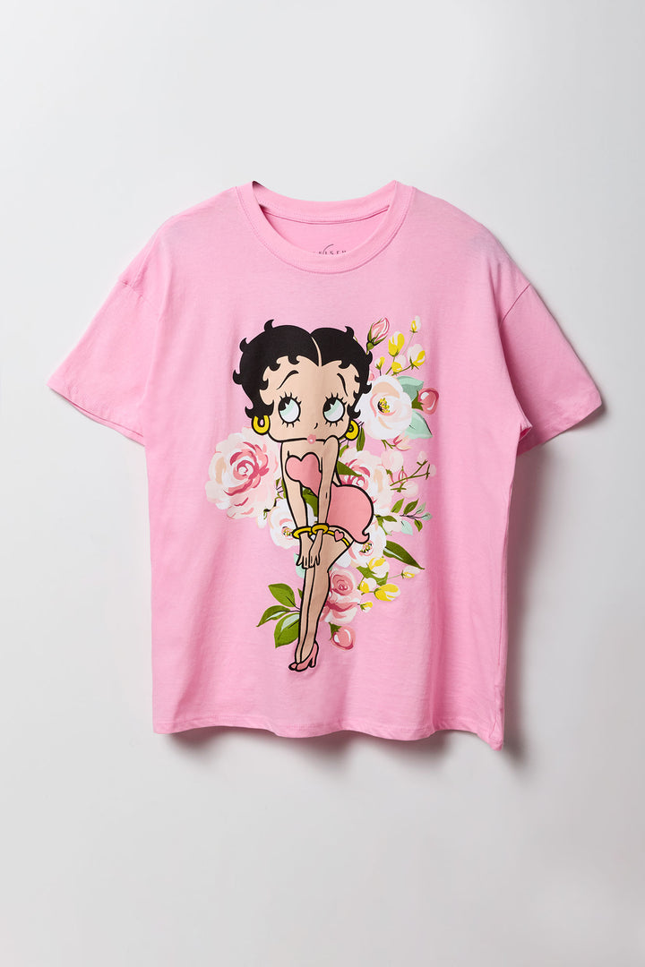 T-shirt Betty Boop Rose – Femme Taille S – Manches Longues Coton – Occasion