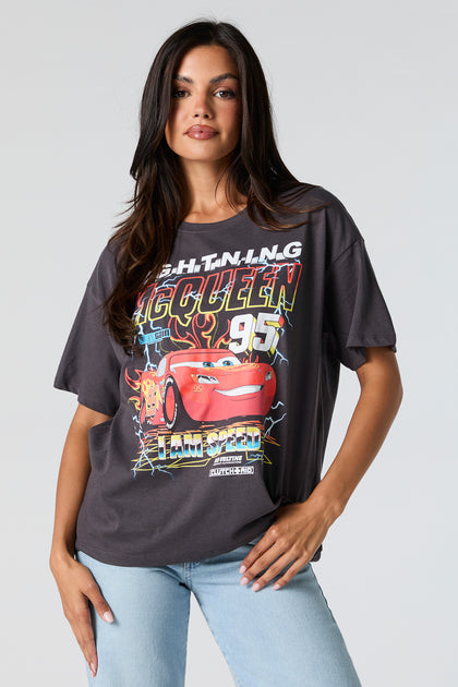 T-shirt de coupe garçonne à imprimé Lightning McQueen