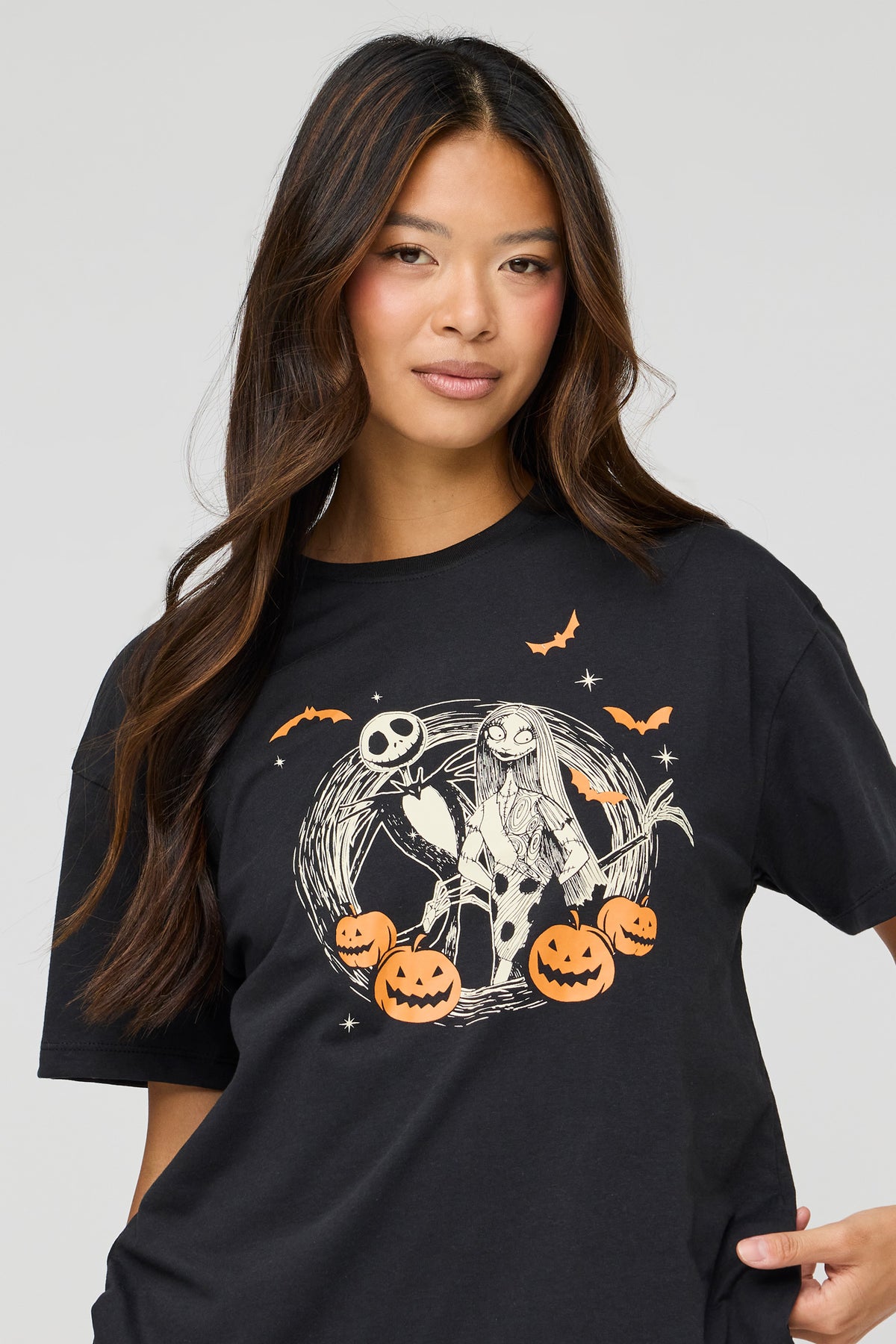 T-shirt de coupe garçonne à imprimé The Nightmare Before Christmas