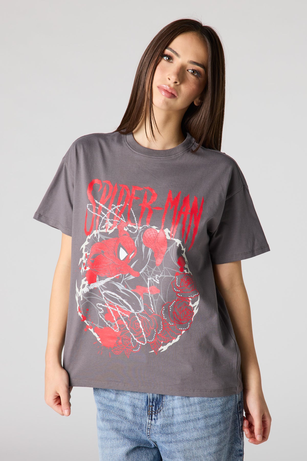 T-shirt en coton lourd de luxe à imprimé Spider-Man