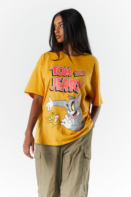 T-shirt de coupe garçonne à imprimé Tom and Jerry