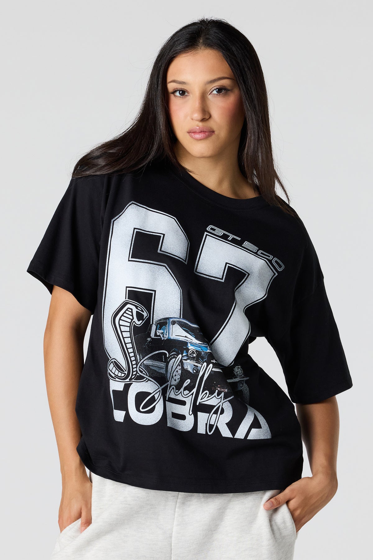 Luxe Heavy Cotton Shelby Cobra Graphic T-Shirt - Black