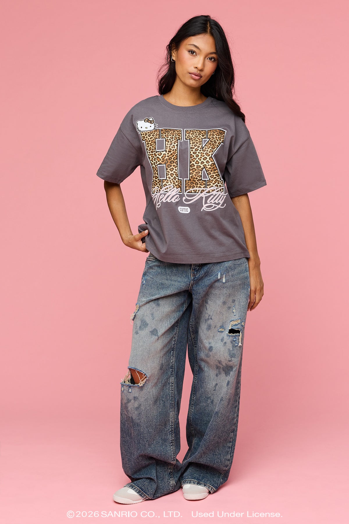 Alt View 3. Hello Kitty® Cheetah Graphic T-Shirt - Dark Grey
