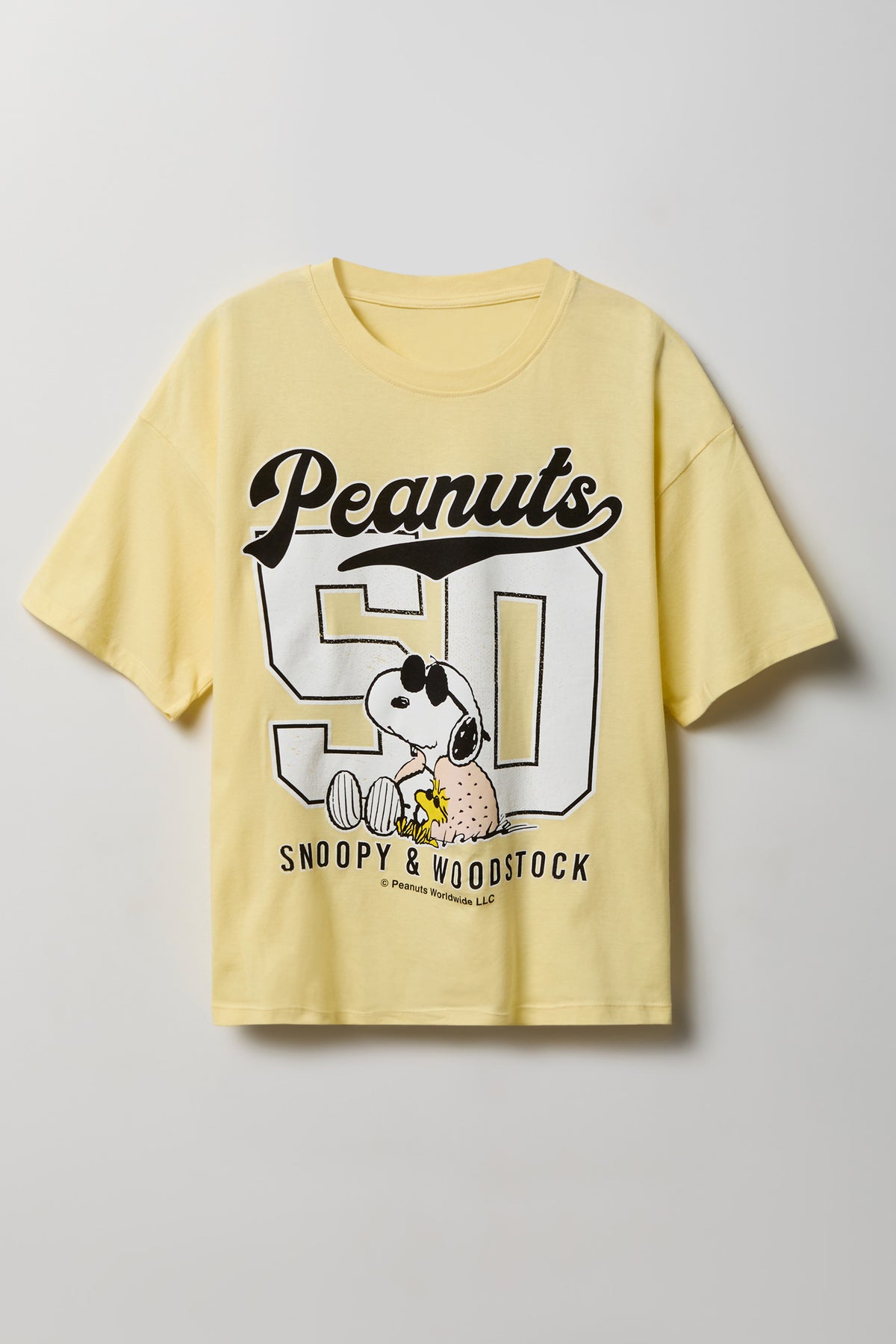 Luxe Heavy Cotton Peanuts Graphic T-Shirt - Yellow