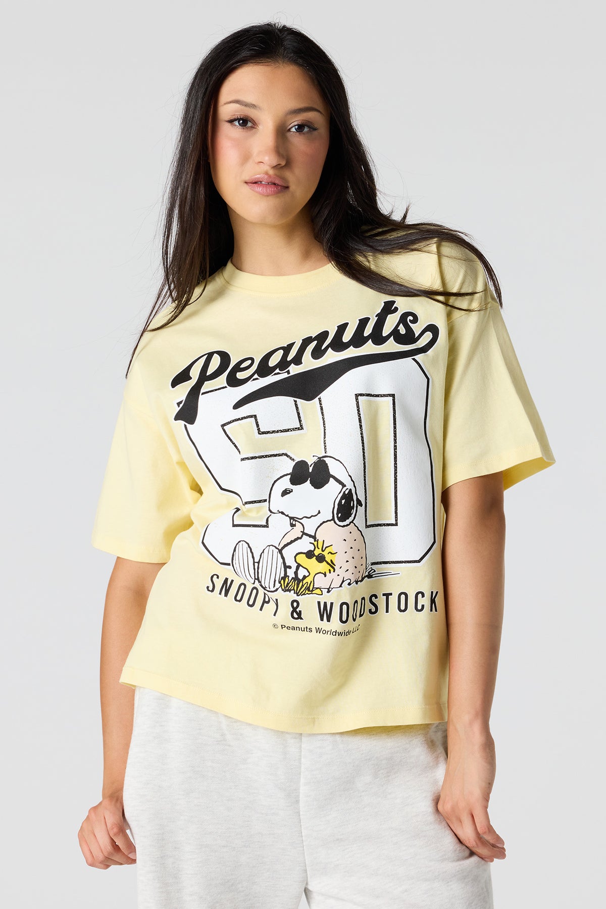 Luxe Heavy Cotton Peanuts Graphic T-Shirt - Yellow