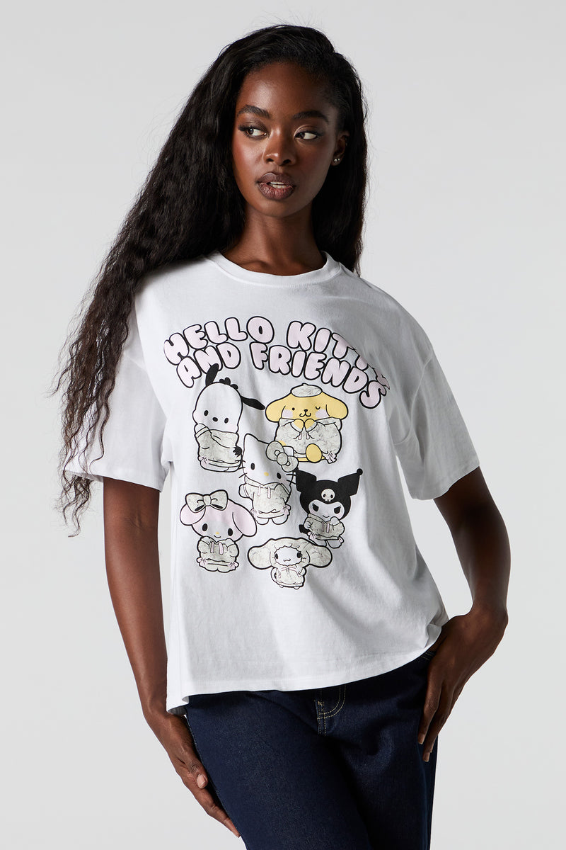 T-shirt coupe garçonne à imprimé Hello Kitty & Friends