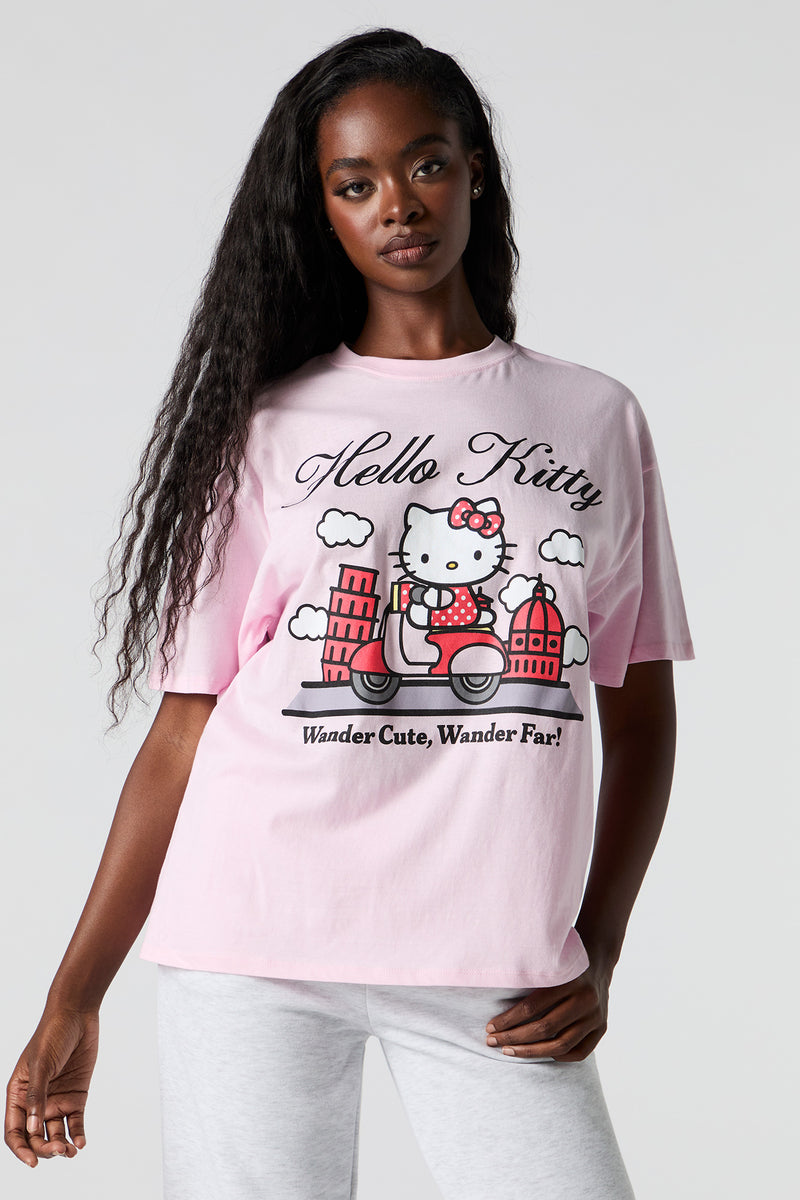 T-shirt coupe garçonne à imprimé Hello Kitty Wander