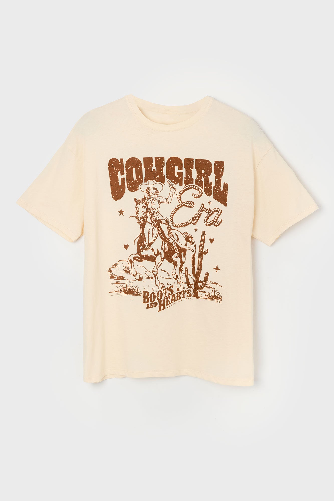 Cowgirl Era Boots and Hearts Graphic Boyfriend T-Shirt
