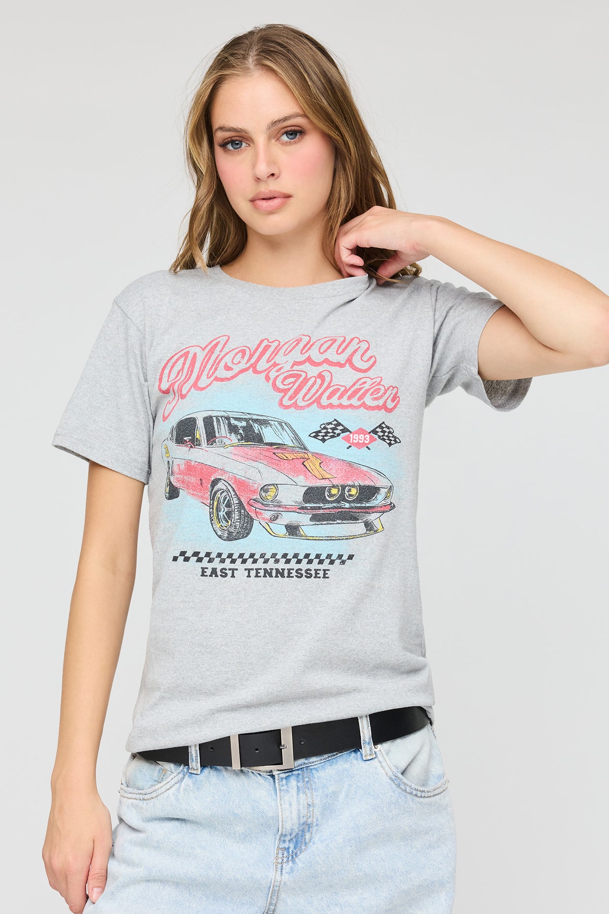 Morgan Wallen Graphic Boyfriend T-Shirt - Grey Blue