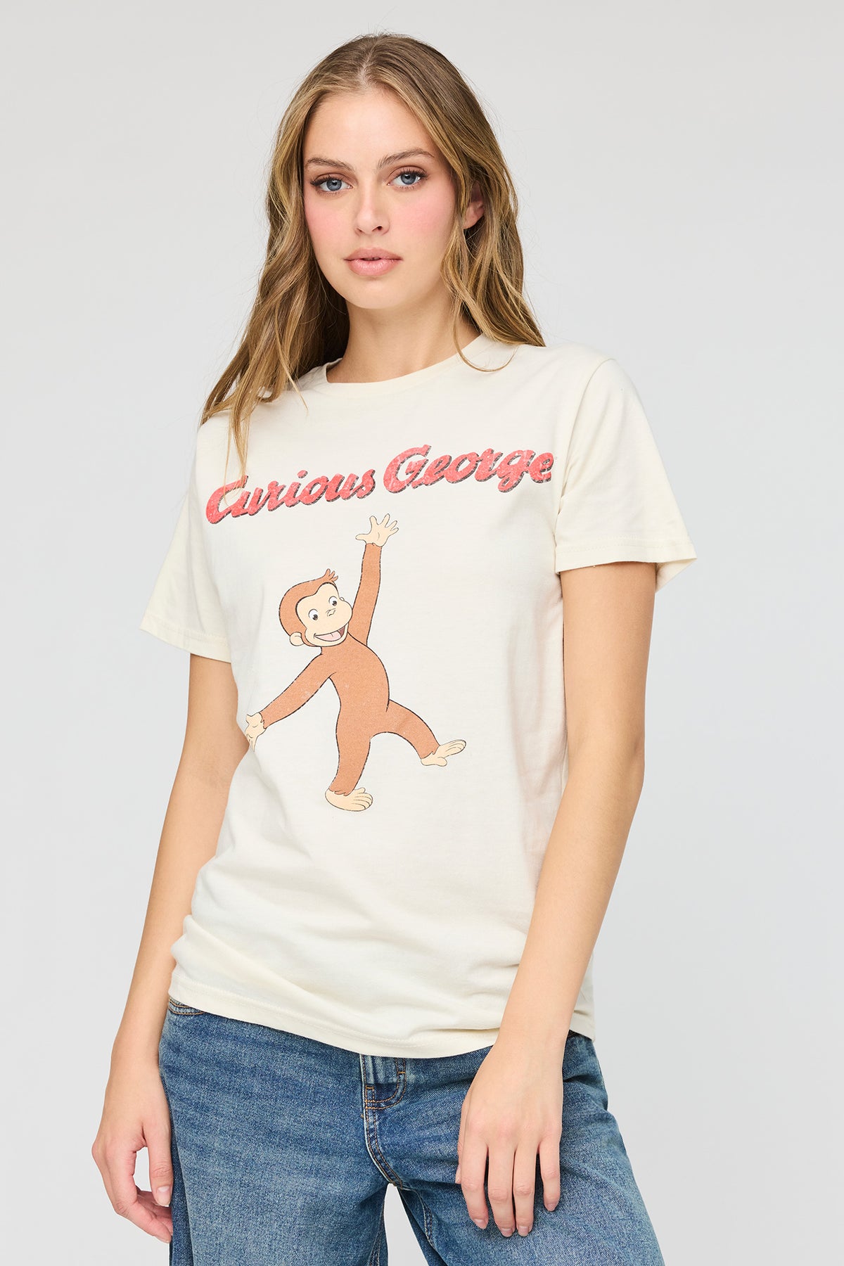 Curious George Graphic Boyfriend T-Shirt - Natural