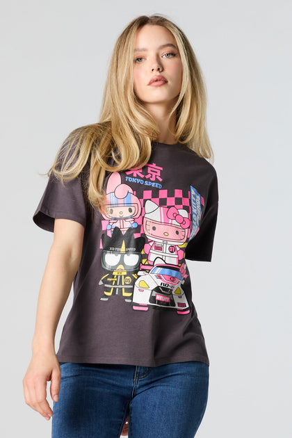 T-shirt de coupe garçonne à imprimé Hello Kitty Tokyo Speed