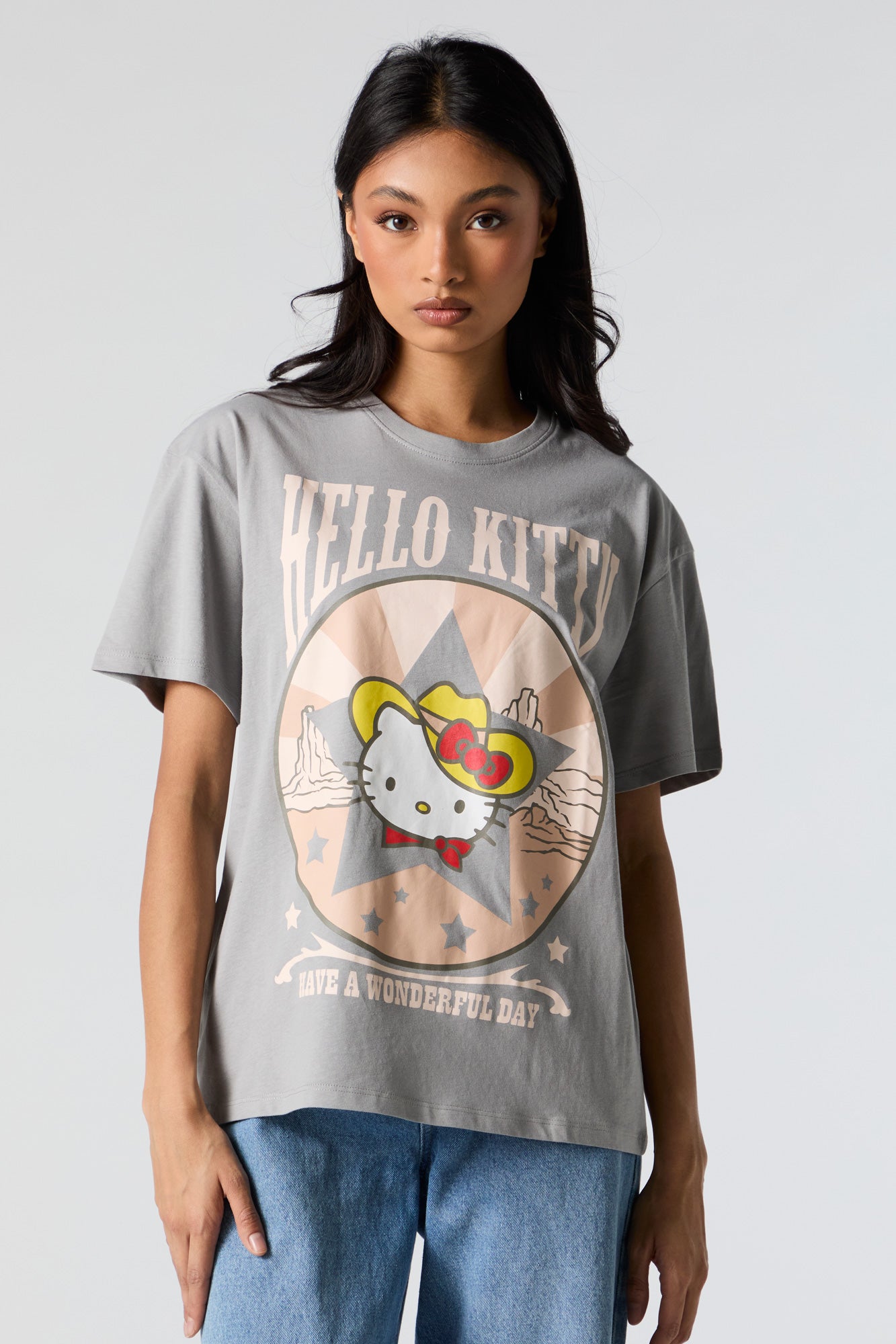 T-shirt de coupe garçonne à imprimé Cowgirl Hello Kitty