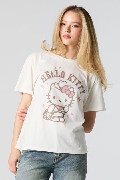 T-shirt de coupe garçonne à imprimé Hello Kitty Rodeo