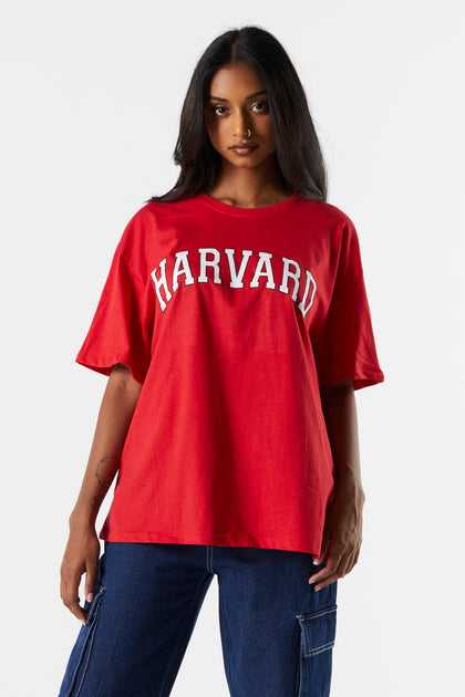 T-shirt de coupe garçonne à imprimé Harvard