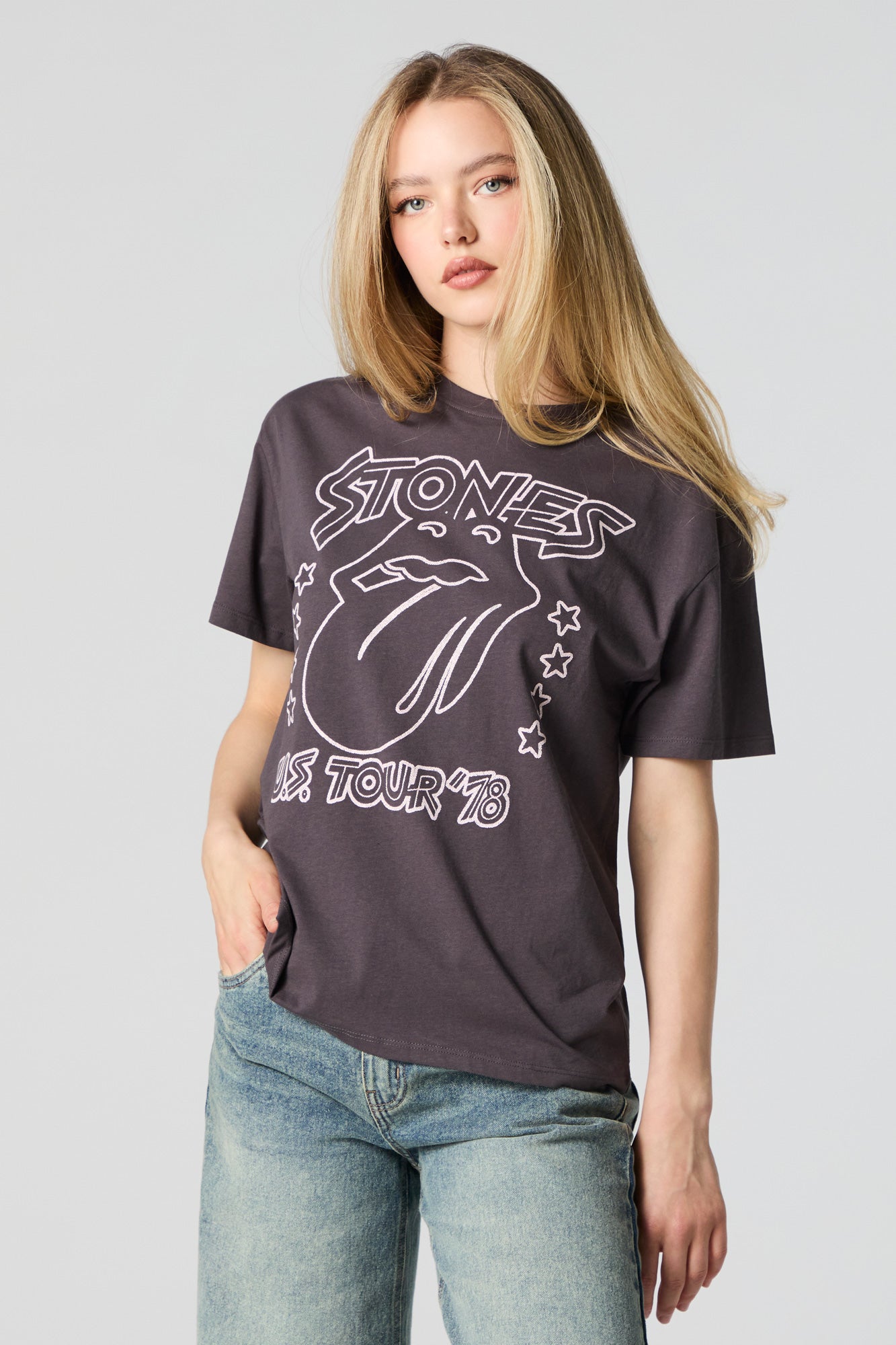 Rolling Stones US Tour Graphic Boyfriend T-Shirt