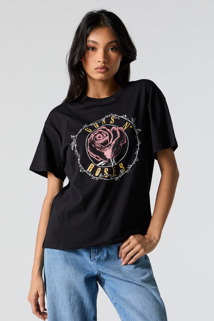 T-shirt de coupe garçonne à imprimé Guns n Roses