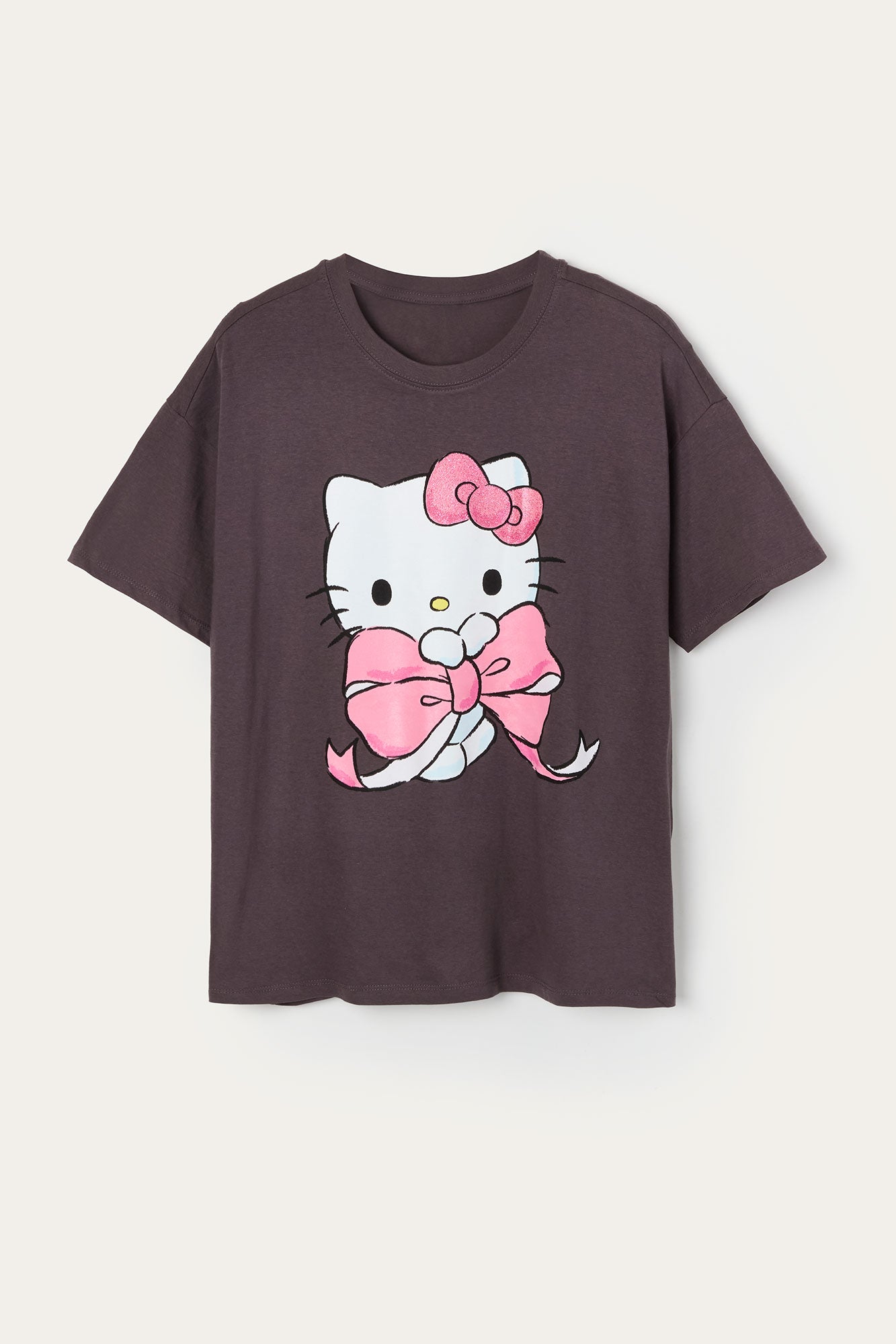 T-shirt de coupe garçonne à imprimé Hello Kitty avec boucle