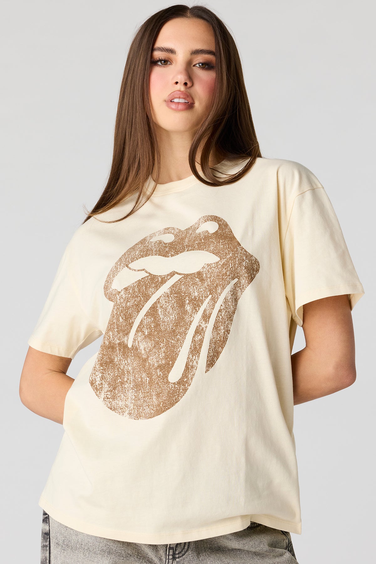T-shirt de coupe garçonne à imprimé The Rolling Stones