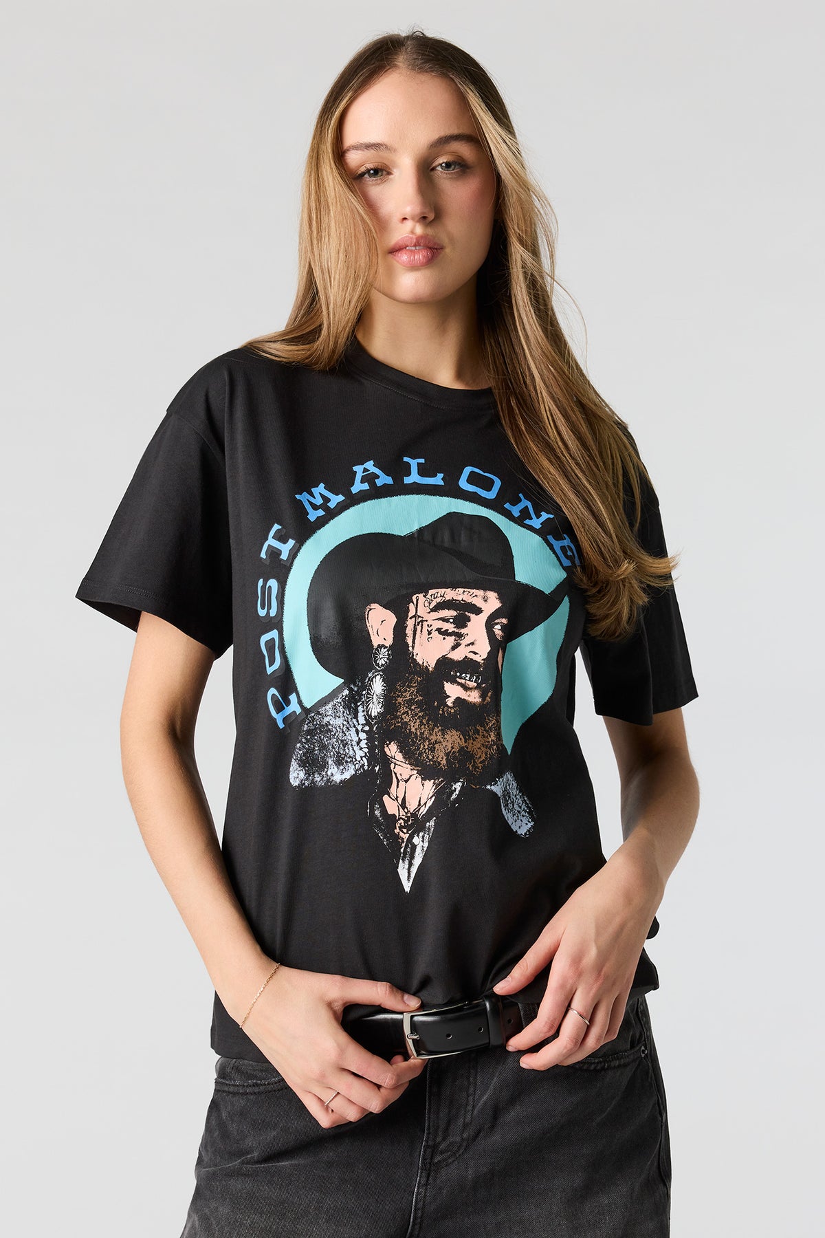 Post Malone Graphic Boyfriend T-Shirt - Charcoal
