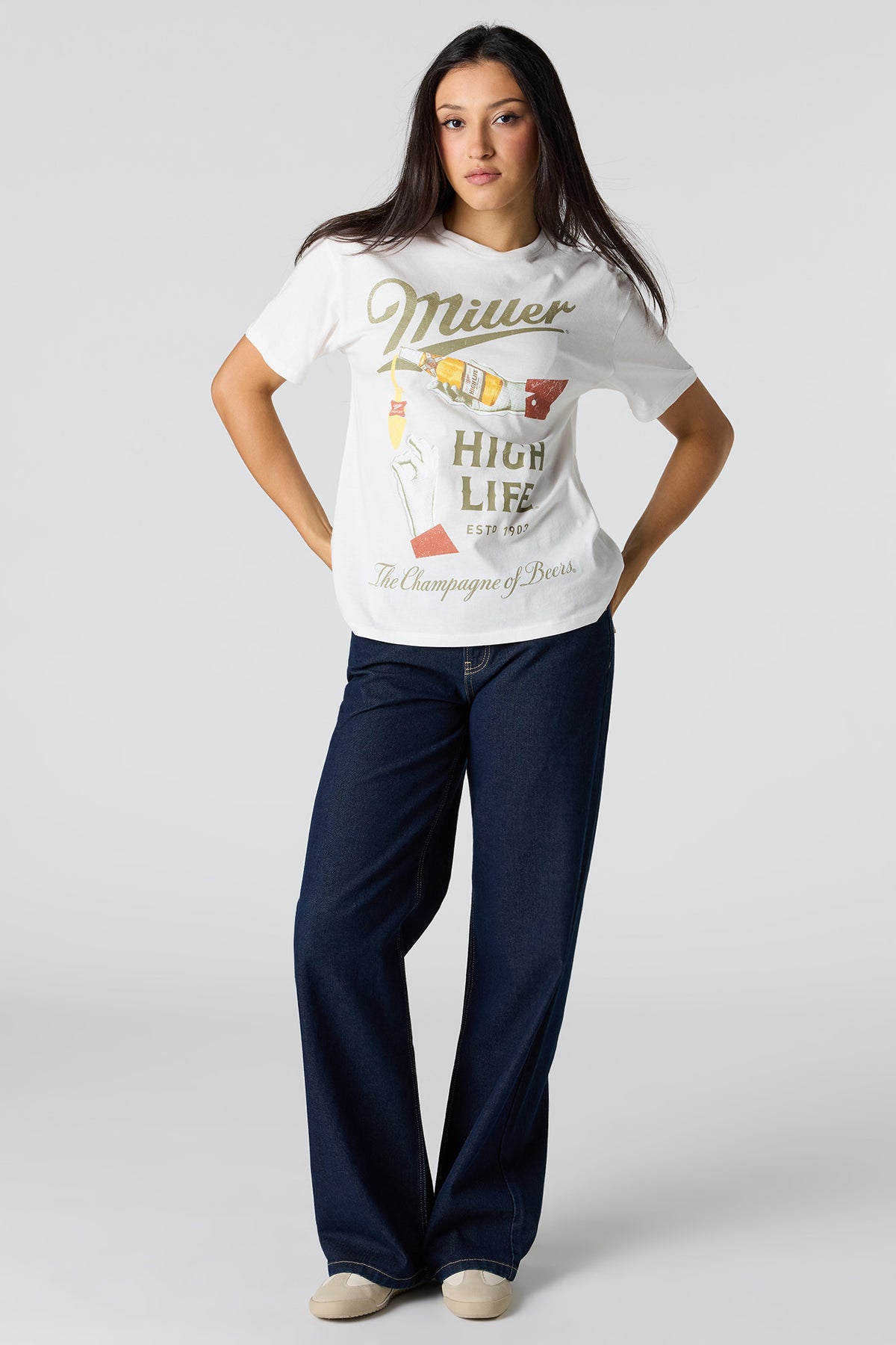 Vue alternative 3. T-shirt de coupe garçonne à imprimé Miller High Life 