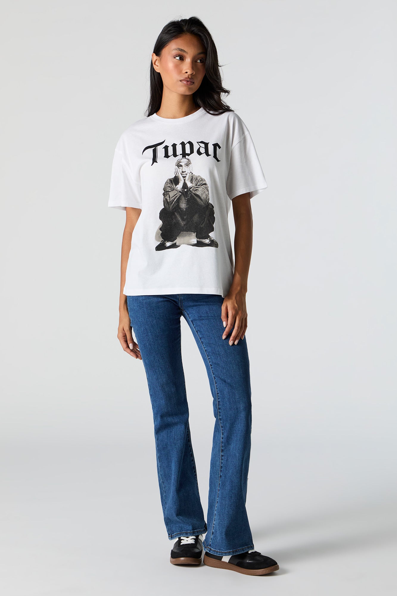 T-shirt de coupe garçonne à imprimé Tupac