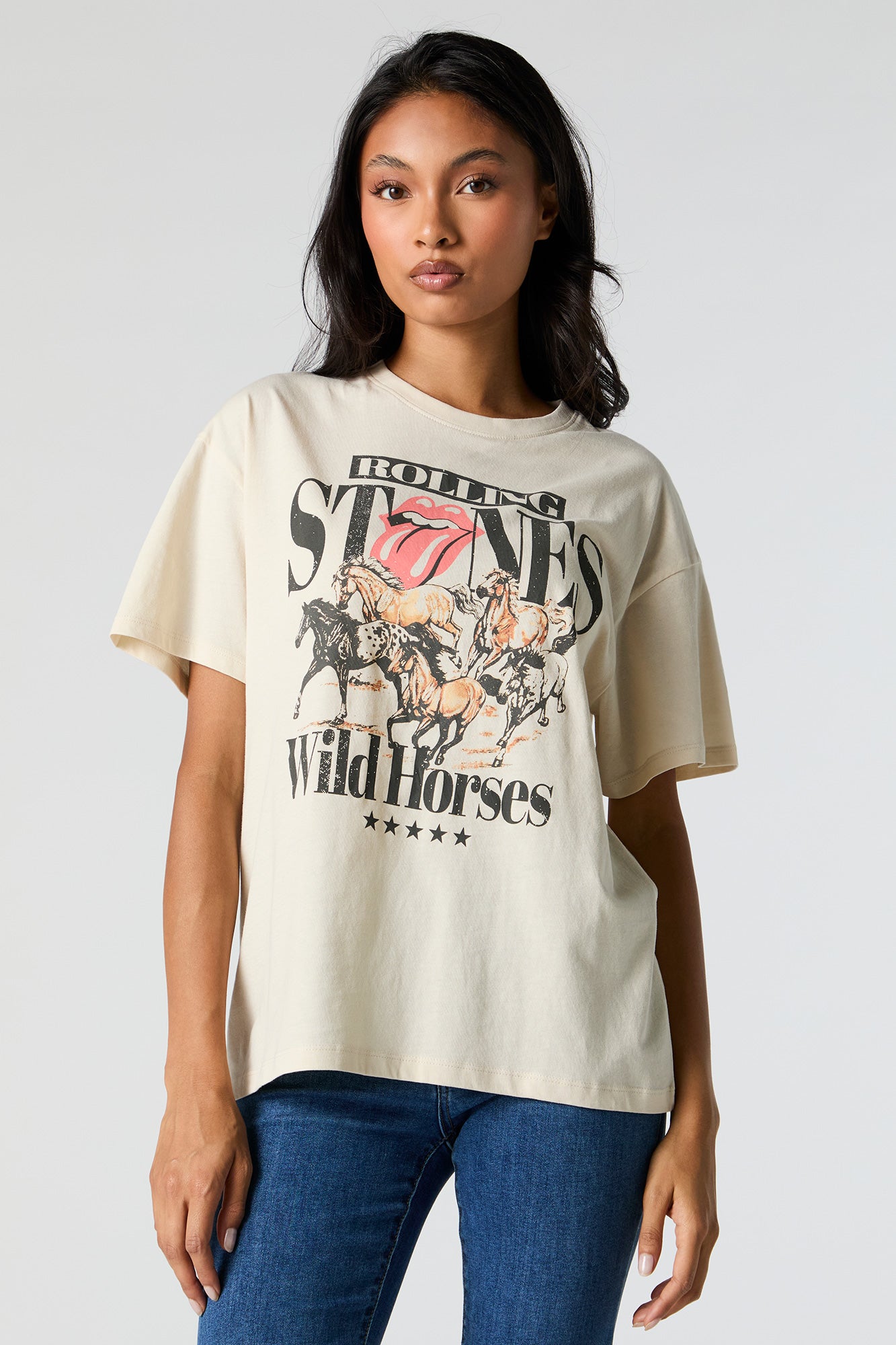 T-shirt de coupe garçonne à imprimé Rolling Stones Wild Horses