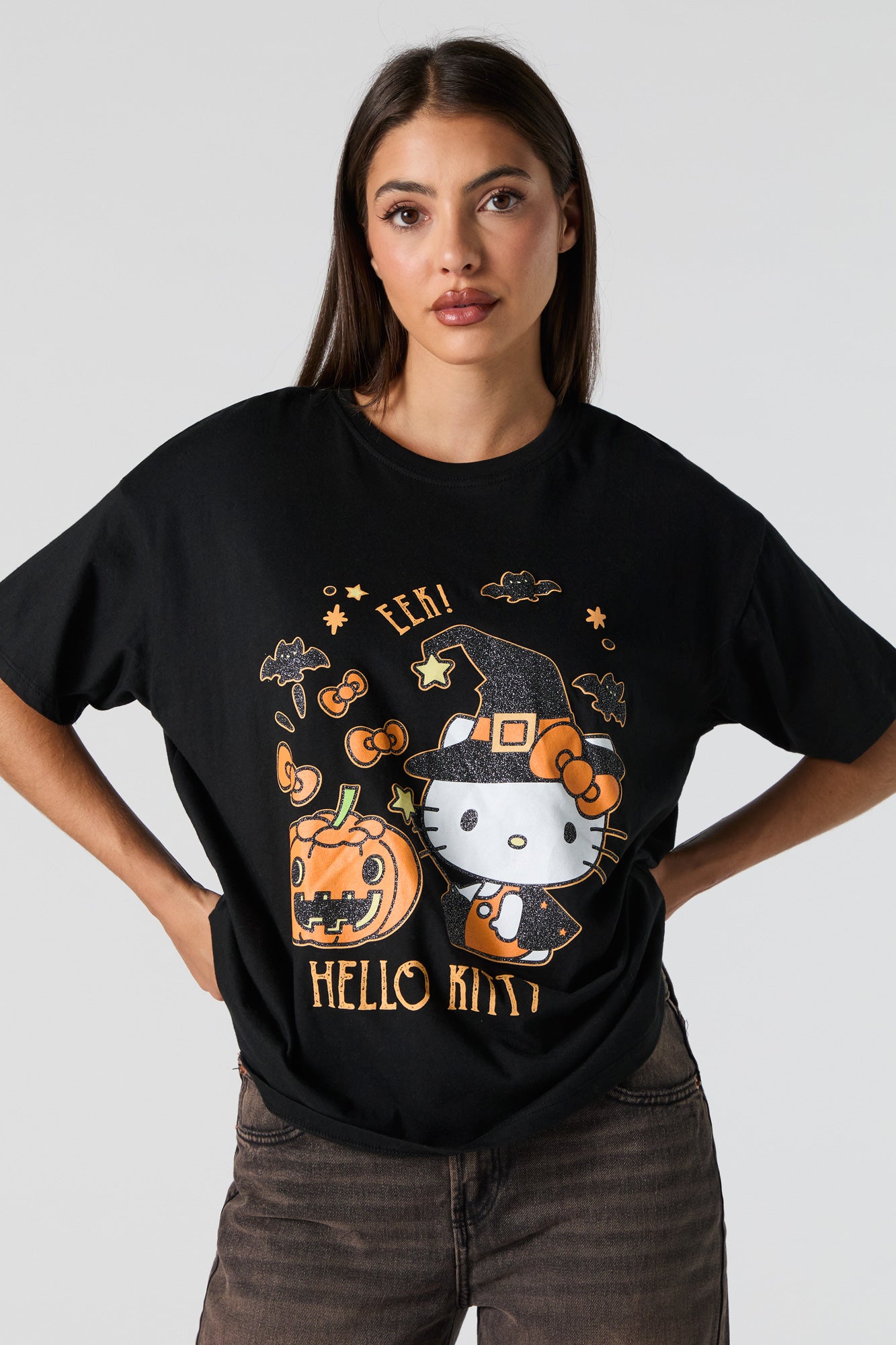 Hello Kitty Halloween Graphic Boyfriend T-Shirt