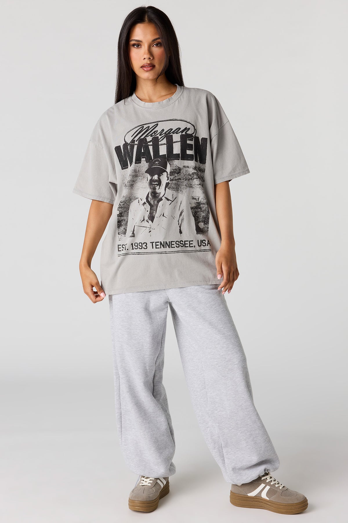 Alt View 3. Morgan Wallen Graphic Washed Boyfriend T-Shirt - Dark Grey