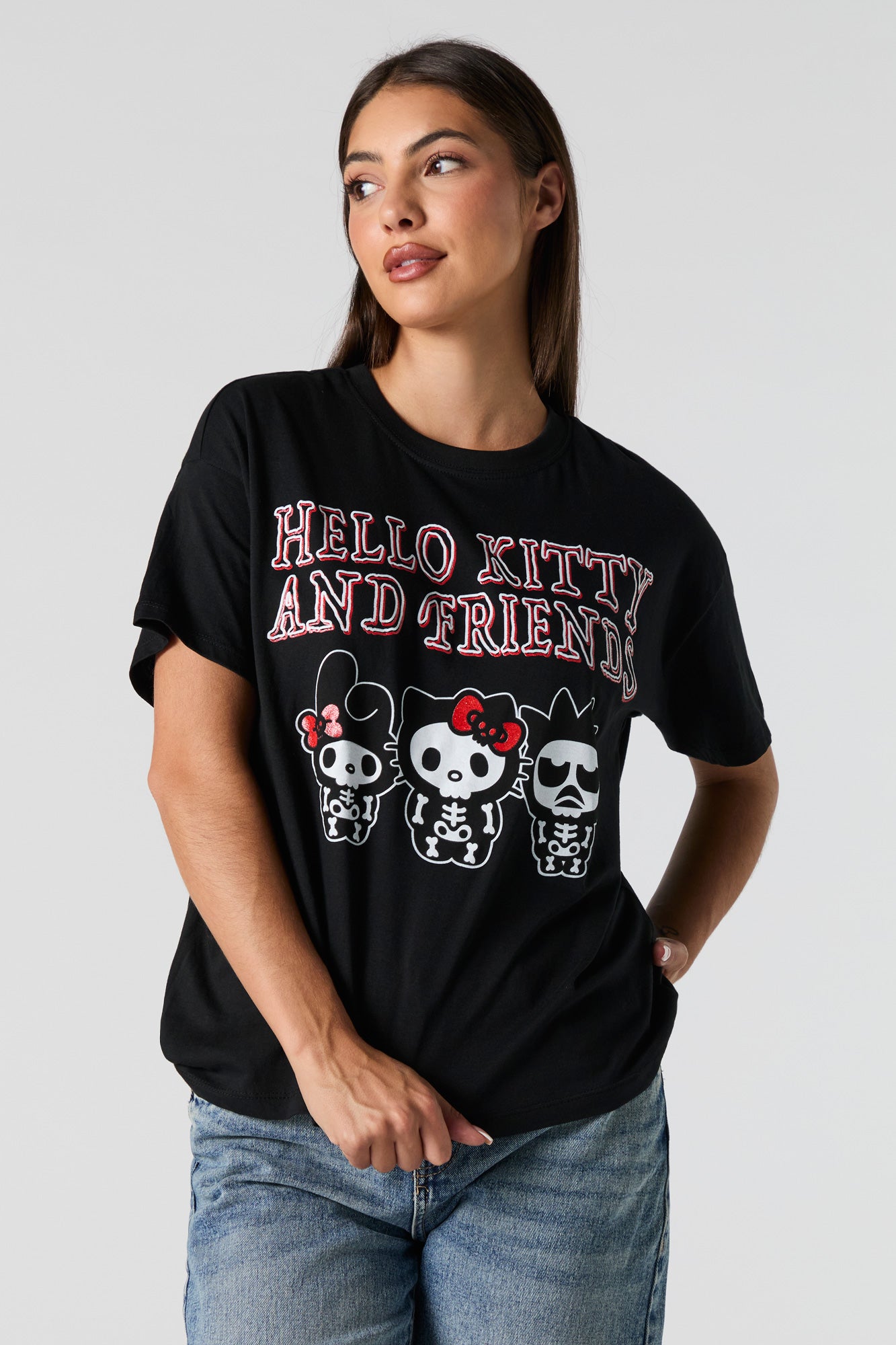 T-shirt de coupe garçonne à imprimé Hello Kitty & Friends Halloween