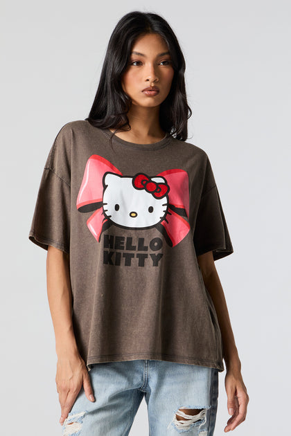 T-shirt de coupe garçonne à imprimé Hello Kitty Bow