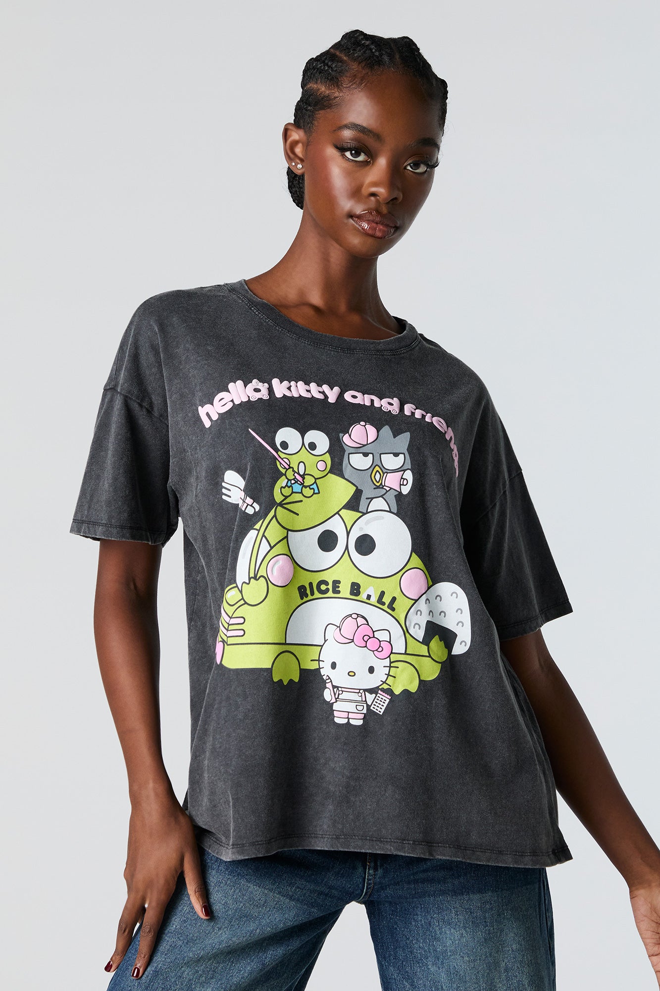 Hello Kitty n Friends Graphic Washed Boyfriend T-Shirt