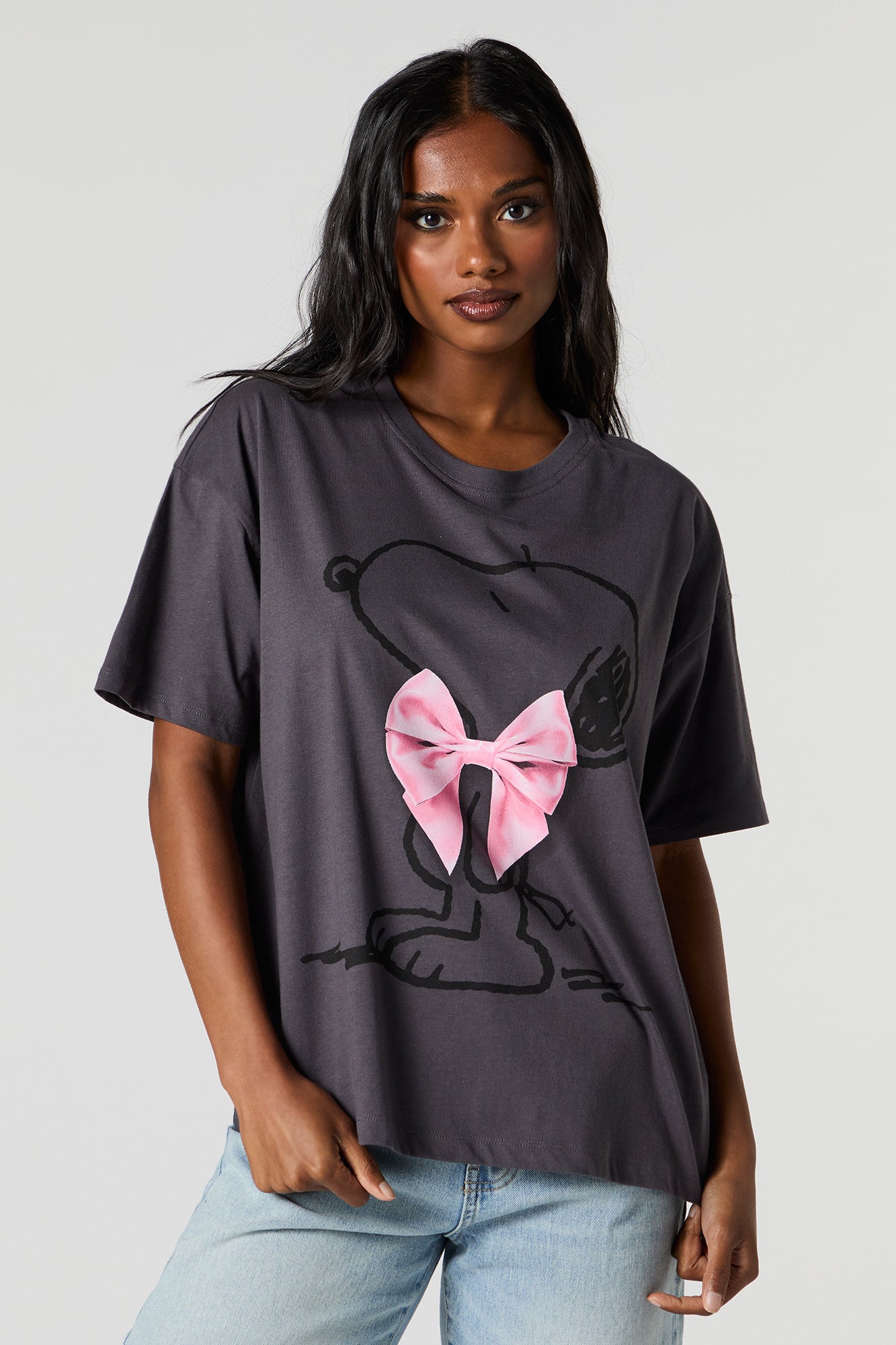 Snoopy 3D Bow Graphic Boyfriend T-Shirt