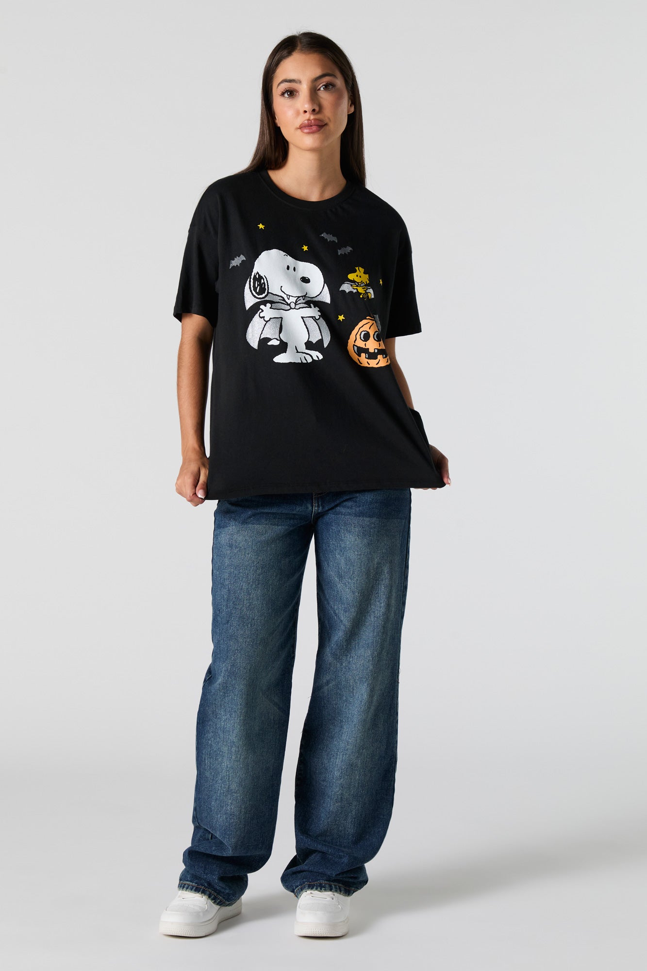 T-shirt de coupe garçonne à imprimé Snoopy Halloween