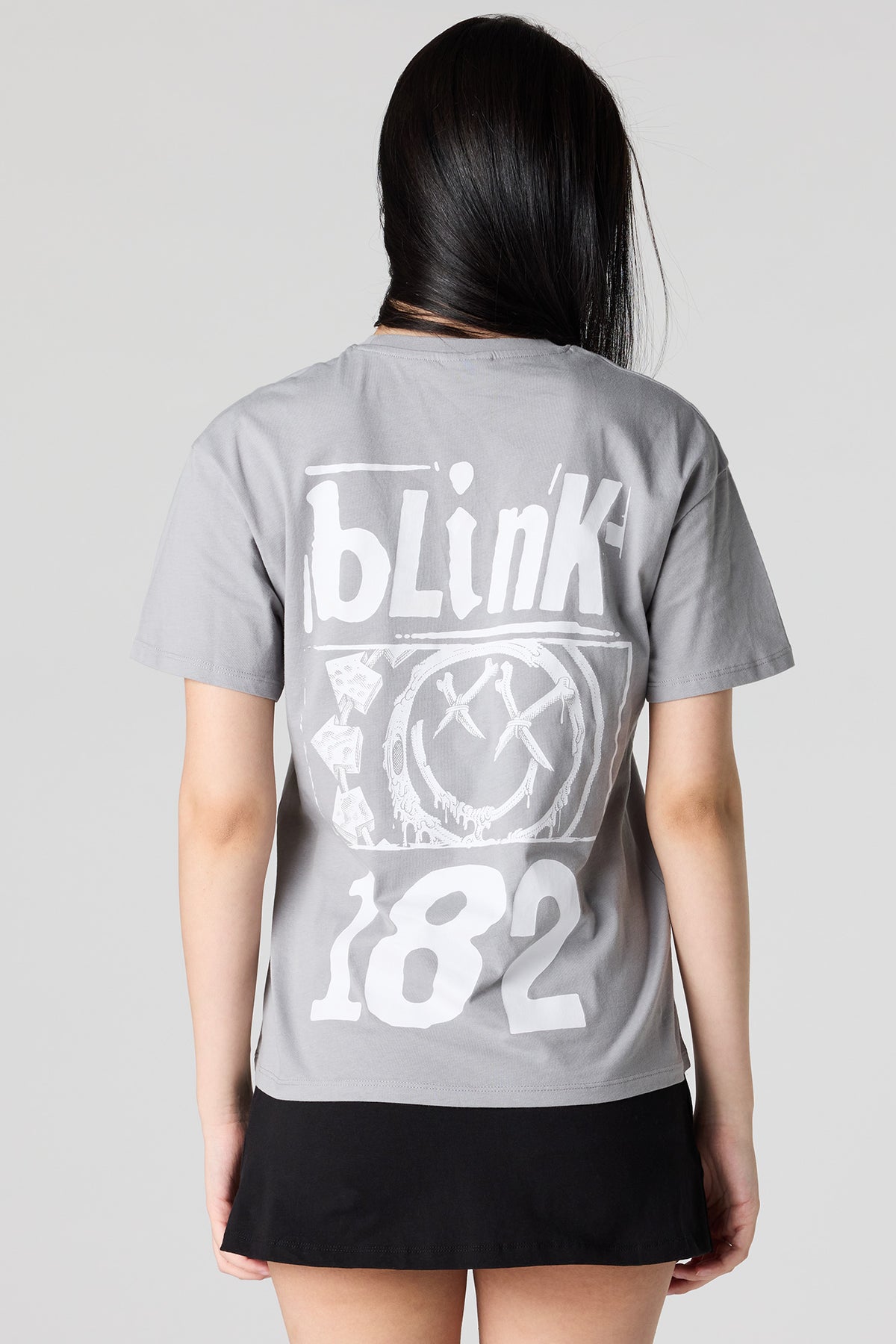 Blink-182 Graphic Boyfriend T-Shirt - Silver