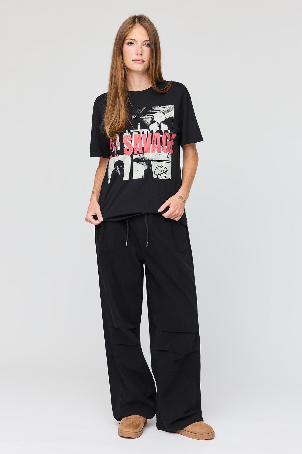 Vue alternative 3. T-shirt de coupe garçonne à imprimé 21 Savage 