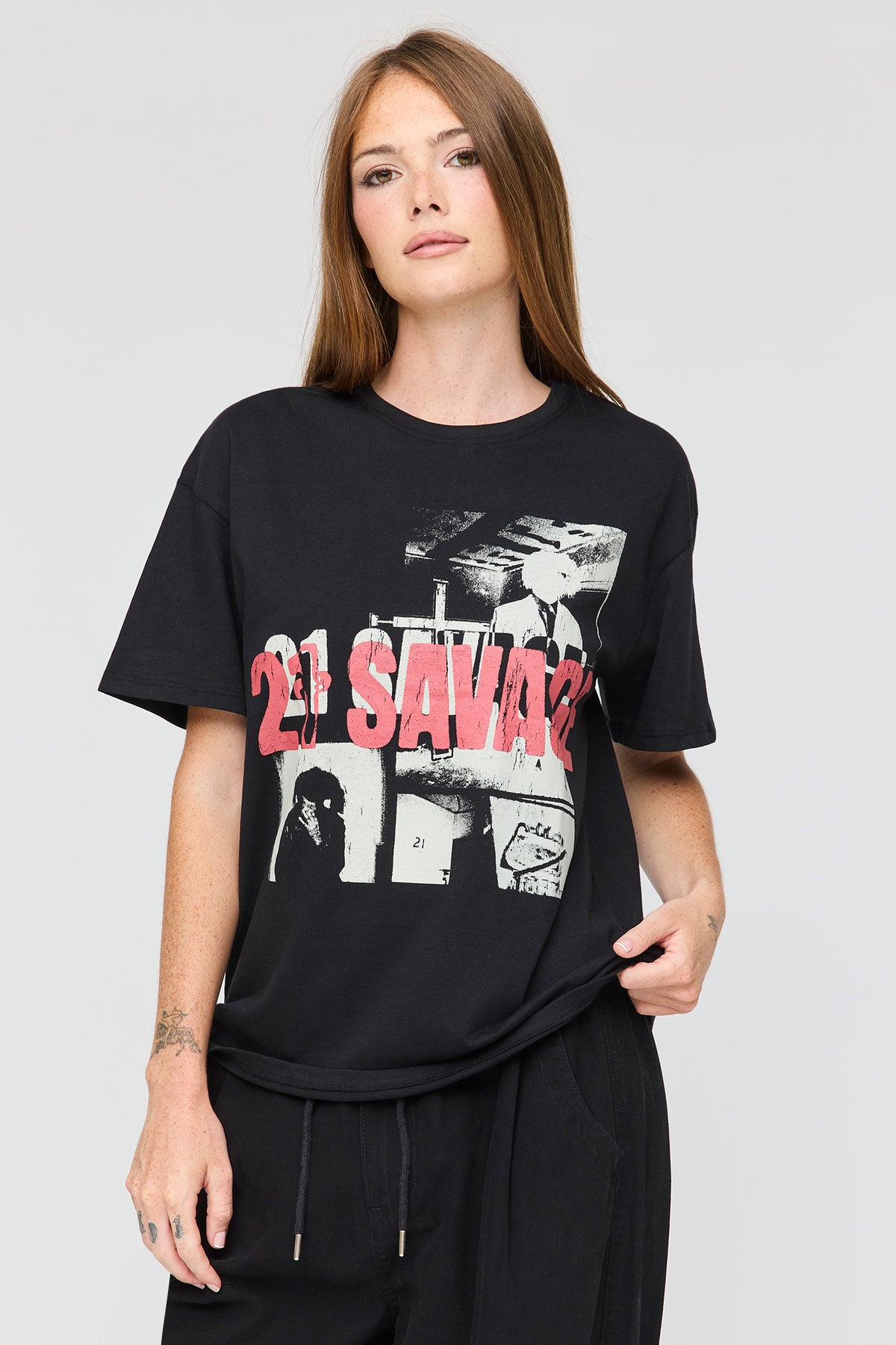 T-shirt de coupe garçonne à imprimé 21 Savage 