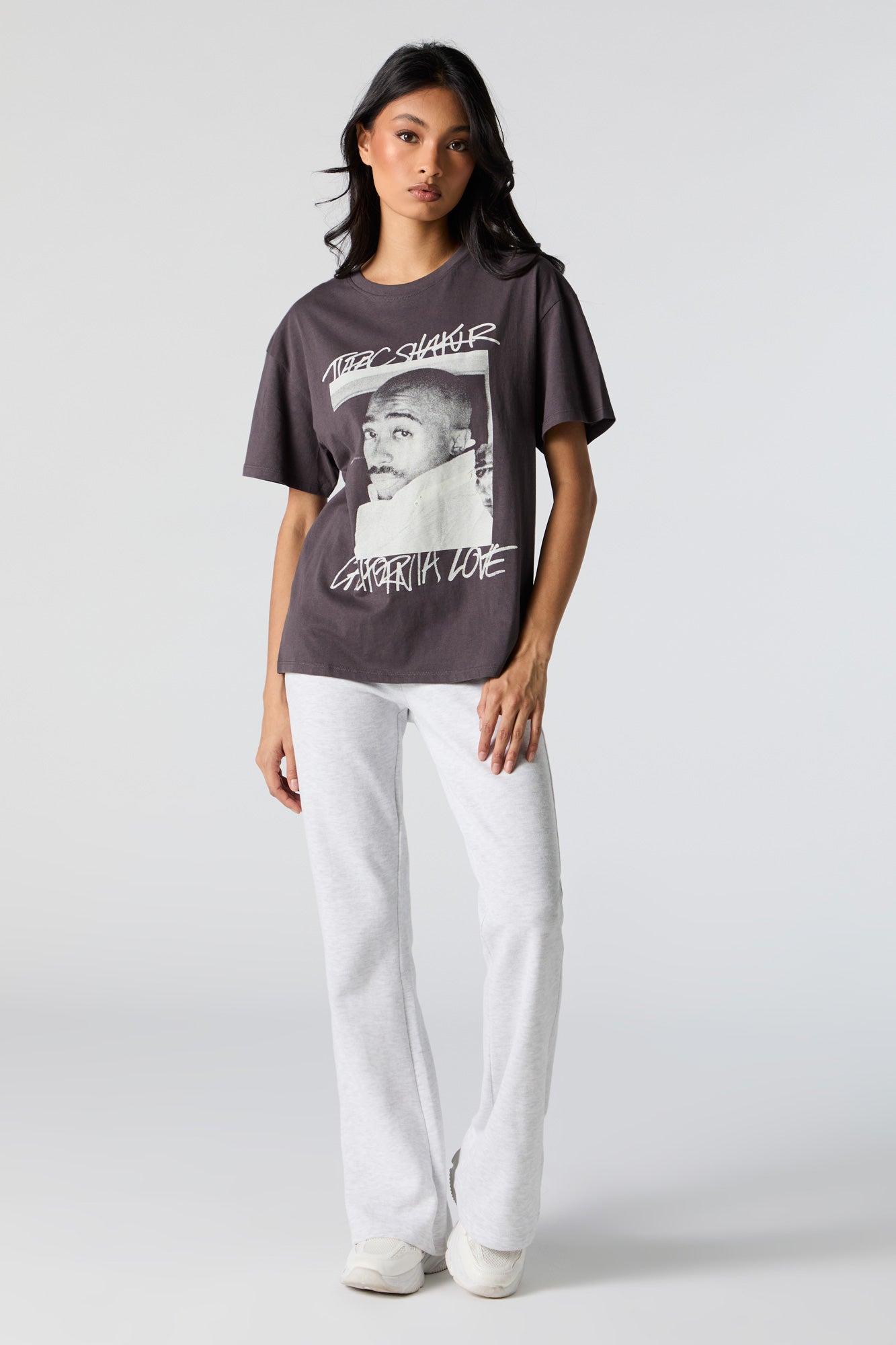 T-shirt de coupe garçonne à imprimé Tupac Shakur