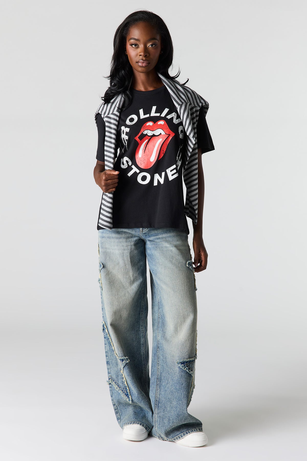 Vue alternative 3. T-shirt de coupe garçonne à imprimé Rolling Stones 